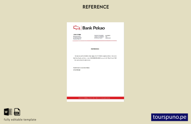 lista para imprimir plantilla de referencia de cierre de Pekao del Banco de Polo